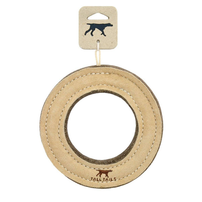 Tall Tails - Tall Tails Natural Leather & Wool Ring Toy - 7" - Dog.Dog.Cat.