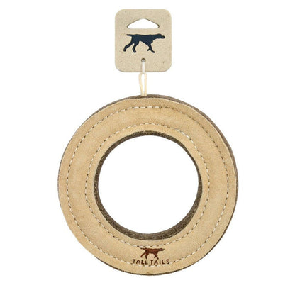 Tall Tails - Tall Tails Natural Leather & Wool Ring Toy - 7" - Dog.Dog.Cat.