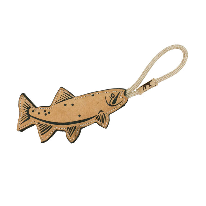 Tall Tails Natural Leather Trout Tug Dog Toy – 16" - Dog.Dog.Cat.