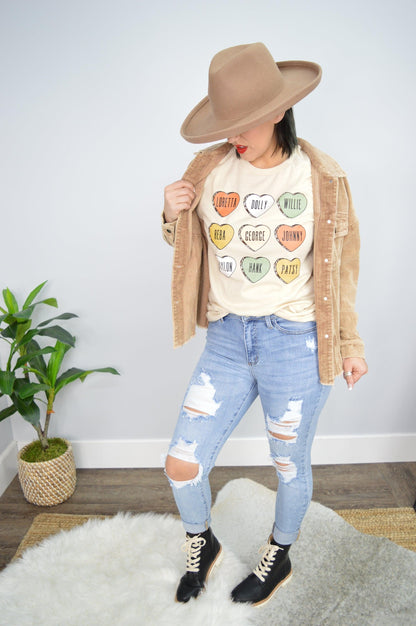 Hazel Blues® | Classic Country Conversation Hearts Graphic Tee