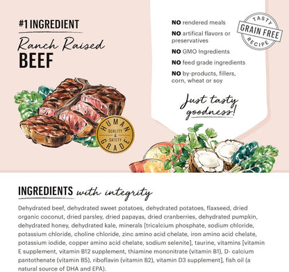 The Honest Kitchen Human Grade Dehydrated Grain Free Dog Food – Complete Meal or Dog Food Topper – Beef 10 lb (makes 40 lbs) - Dog.Dog.Cat.