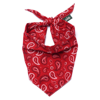 The Paws Dallas Dog Bandana – Red Paisley | 100% Cotton, Handmade in Bali