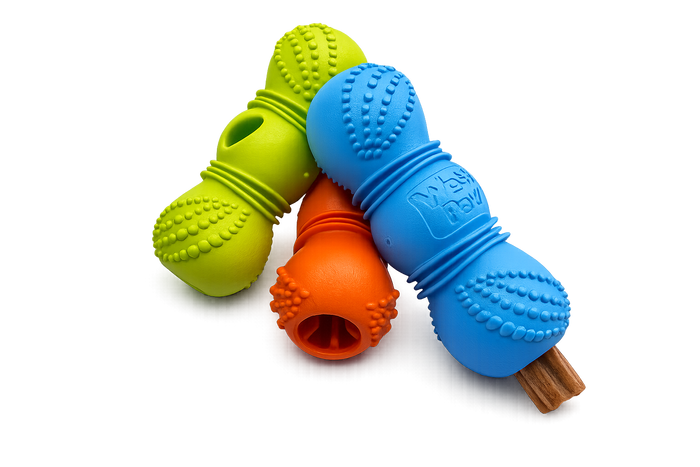 West Paw Flossr™ Dental Chew Toy & Treat Holder for Dogs – Large, Tangerine