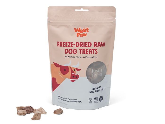 West Paw Freeze-Dried Raw Beef Heart Dog Treats – Single Ingredient