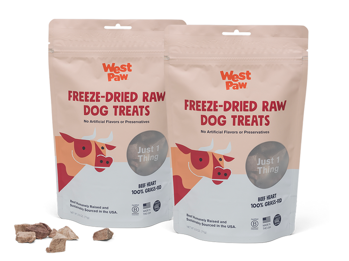 West Paw Freeze-Dried Raw Beef Heart Dog Treats – Single Ingredient