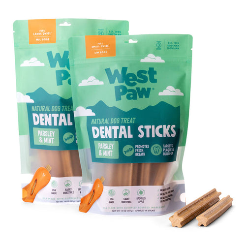 West Paw Natural Dental Sticks for Dogs – Parsley, Mint & Apple