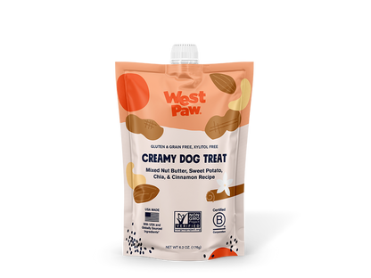 West Paw Nut Butter Dog Treat - Sweet Potato & Chia Seed - Healthy Creamy Treat - Dog.Dog.Cat.