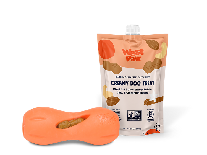 West Paw Nut Butter Dog Treat - Sweet Potato & Chia Seed - Healthy Creamy Treat - Dog.Dog.Cat.
