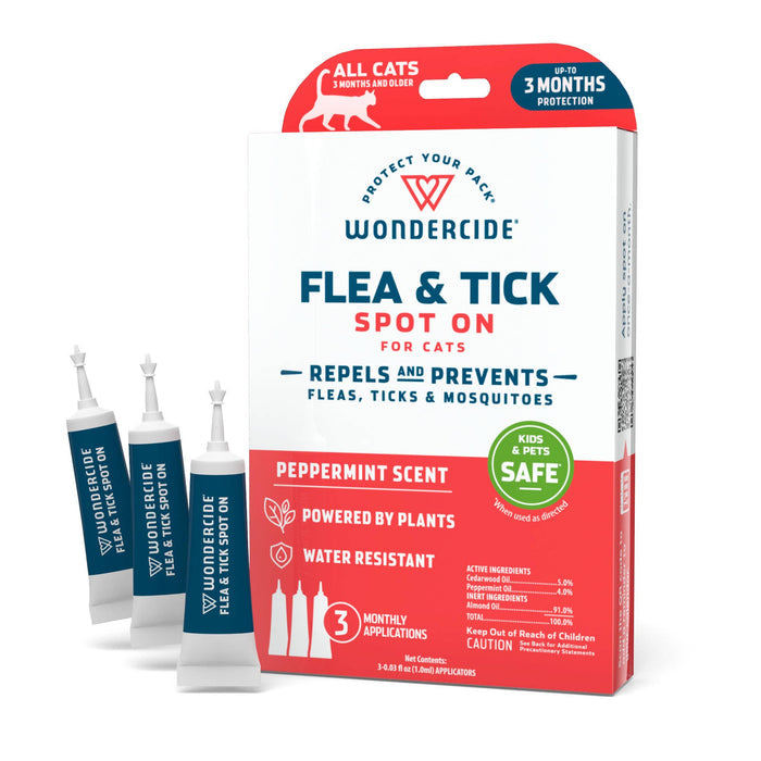 Pet Palette Distribution - Wondercide Flea & Tick Spot On for Cats - Peppermint - Dog.Dog.Cat.