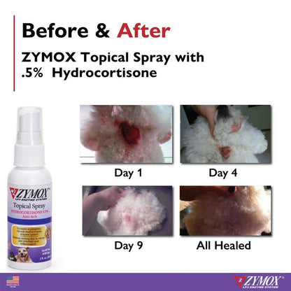 Pet Palette Distribution - Zymox Spray w/ .5% hydrocortisone  - 2 oz. bottle - Dog.Dog.Cat.